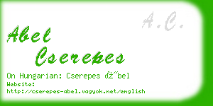 abel cserepes business card